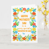 母の日の義理の娘かわいらしフローラ縁ど カード (黄色い花)