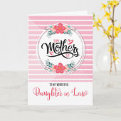 母の日の義理の娘ピンクボンタニカル カード (黄色い花)