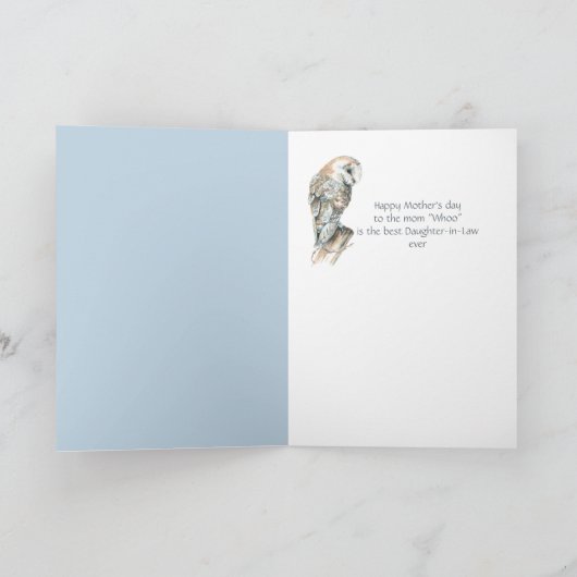 母の日の義理の娘ユーモアのバーンドルフクロウ鳥 カード (内部)