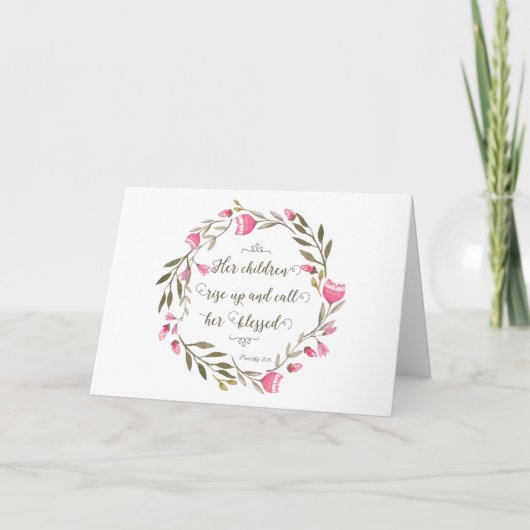 母の日の聖なる書物、 経典諺31:28 カード (正面)