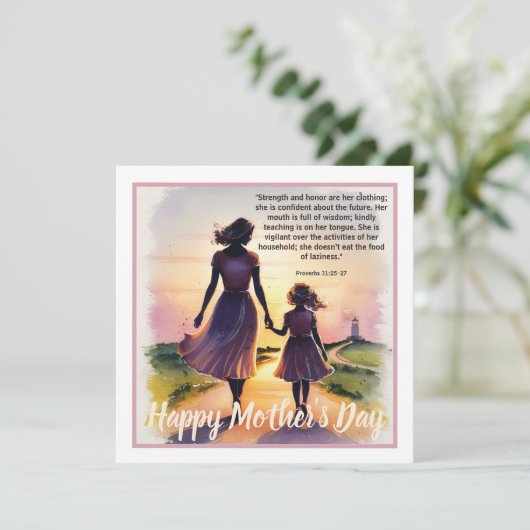 母の日の聖書の言葉: 箴言31:25-27 シーズンカード (スタンド正面)