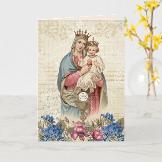 母の日の聖母マリア宗教イエス・キリストの聖餐式 カード (黄色い花)