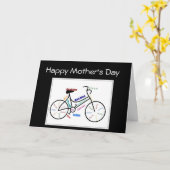 母の日の自転車サイクル，スポーツやる気を起こさせる カード (黄色い花)