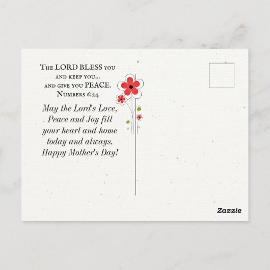 母の日の花かわいい鳥のバイブル賛美ズ ポストカード (裏面)