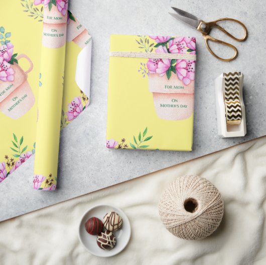 母の日の花が杯に ラッピングペーパー (クラフト)