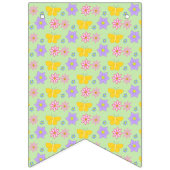 母の日の花と蝶パターン（の模様が）ある バンティングフラッグ (第2の旗)