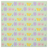 母の日の花と蝶パターン(の模様が)ある ファブリック (見本)