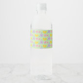 母の日の花と蝶パターン(の模様が)ある ペットボトルラベル (正面)