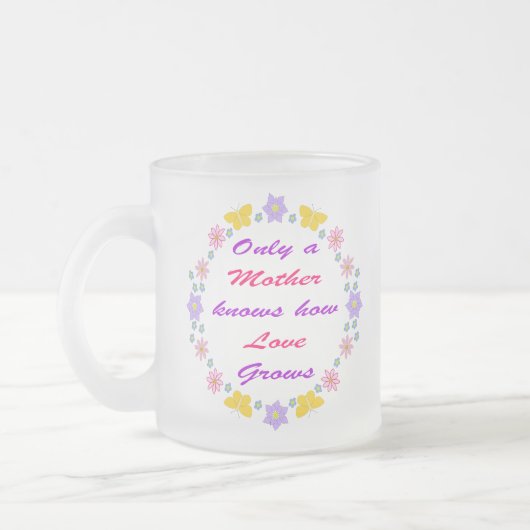 母の日の花と蝶 フロストグラスマグカップ (左)