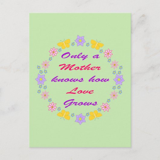 母の日の花と蝶 ポストカード (正面)