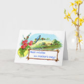 母の日の花と鳥 カード (黄色い花)