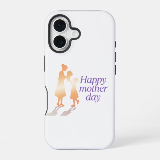 母の日の花のタイポグラフィ iPhone 16ケース (裏面)