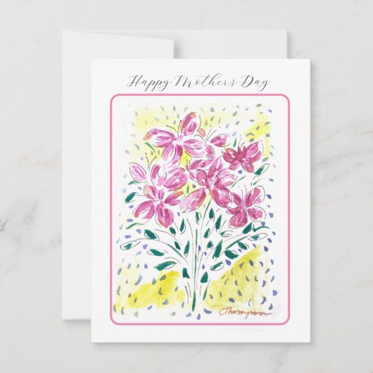 母の日の花のピンクの花束 ノートカード (正面)