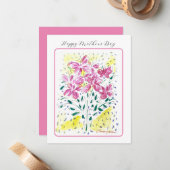 母の日の花のピンクの花束 ノートカード (正面/裏面インサイチュ)