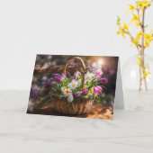 母の日の花の一般的なバスケット カード (黄色い花)