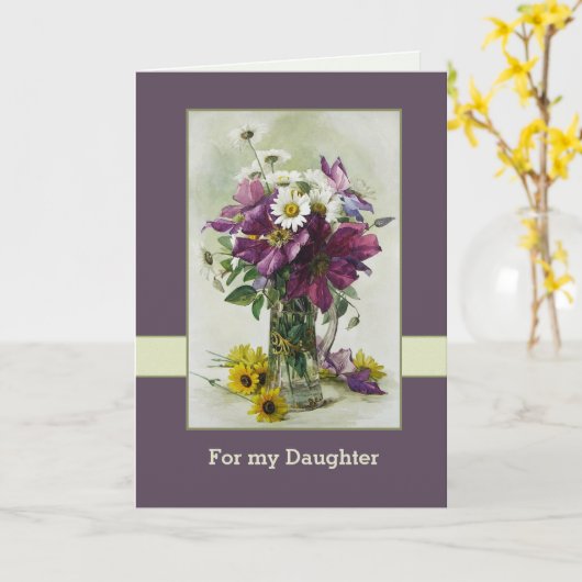 母の日の花の娘のために絵画 カード (黄色い花)