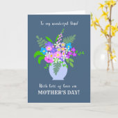 母の日の花の素晴らしいナン花瓶 カード (黄色い花)