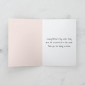 母の日の花の花束とピンクのベビー足 カード (内部)