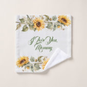 母の日の花ひまわり水色 バスタオルセット (ウォッシュタオル)