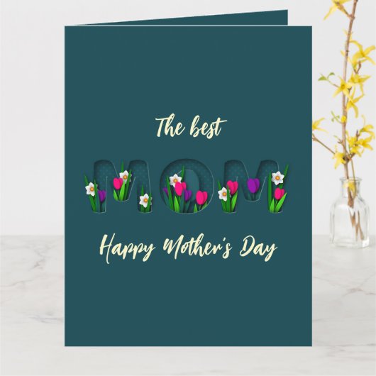 母の日の花をテーマにしたスタイリッシュカスタム詩 カード (黄色い花)