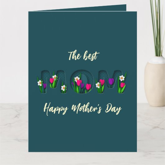 母の日の花をテーマにしたスタイリッシュカスタム詩 カード (正面)