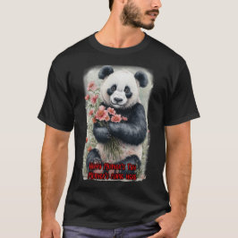 母の日の花を運ぶかわいいパンダ Tシャツ