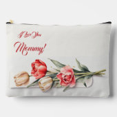 母の日の花チューリップ水色 アクセサリーポーチ (正面)