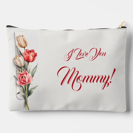 母の日の花チューリップ水色 アクセサリーポーチ (裏面)