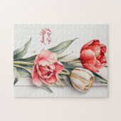 母の日の花チューリップ水色 ジグソーパズル (横)