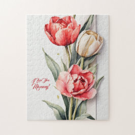 母の日の花チューリップ水色 ジグソーパズル