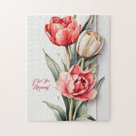 母の日の花チューリップ水色 ジグソーパズル (縦)