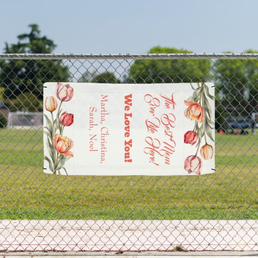 母の日の花チューリップ水色。バンヌ 横断幕 (インサイチュ)