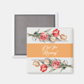 母の日の花チューリップ水色。 マグネット (正面/裏面)