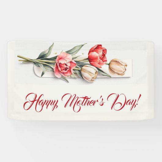 母の日の花チューリップ水色 横断幕 (横)