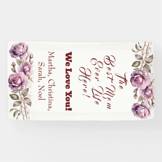 母の日の花バラ水色。バンヌ 横断幕 (横)