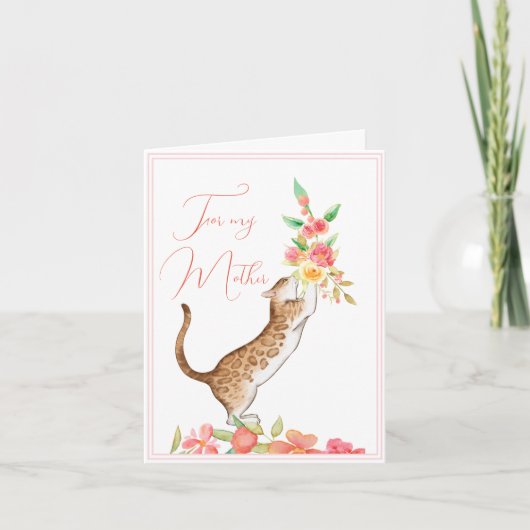 母の日の花束から猫グリーティングカード カード (正面)