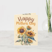 母の日の花束のような言葉 - 箴言31:25 向日葵 カード (正面)