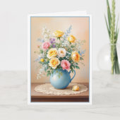 母の日の花束のバラ&ワイルドフラワー カード (正面)