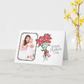 母の日の花束の赤いバラのカスタム写真 カード (黄色い花)