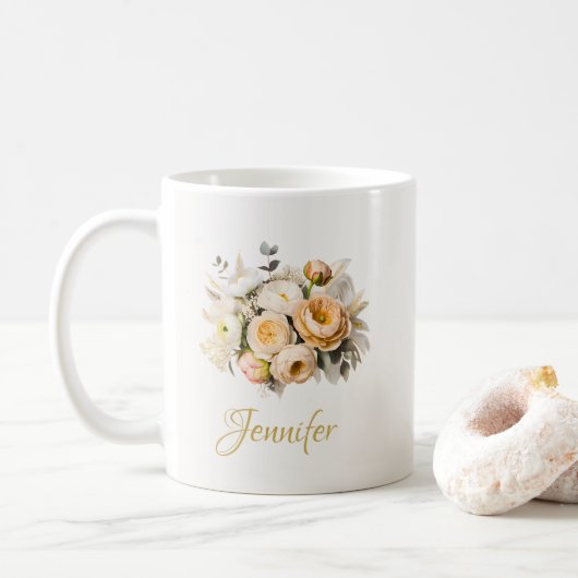 母の日の花柄マグ カスタマイズギフト コーヒーマグカップ (ドーナツ)