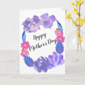 母の日の花 青い花束 オーダーメイド カード (黄色い花)