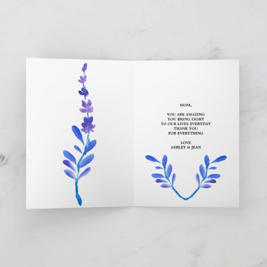 母の日の花 青い花 オーダーメイドデザイン カード (内部)