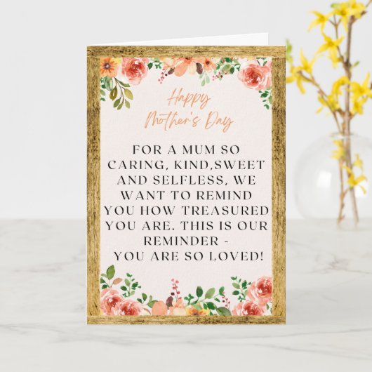 母の日の花momのための木枠文字 カード (黄色い花)