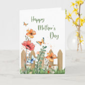 母の日の華やかな花と蝶 カード (黄色い花)