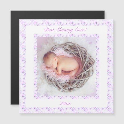 母の日の薄紫ピンク最高のミラー今までの写真ギフト (正面/裏面)