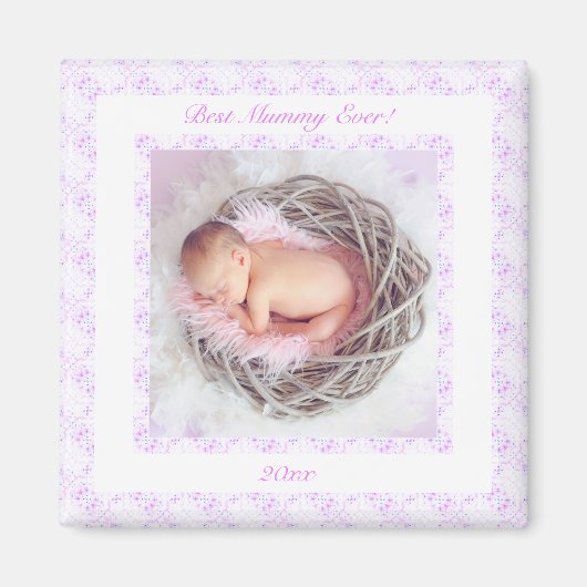 母の日の薄紫ピンク最高のミラー今までの写真ギフト マグネット (正面)