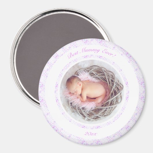 母の日の薄紫ピンク最高のミラー今までの写真ギフト マグネット (正面/裏面)