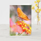 母の日の蝶ピンクおよび黄色い開花 カード (黄色い花)