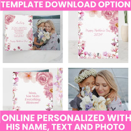 母の日の記念品 水彩花イラスト カード