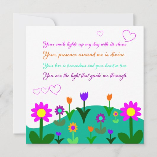 母の日の詩と繁栄した丘 カード (正面)